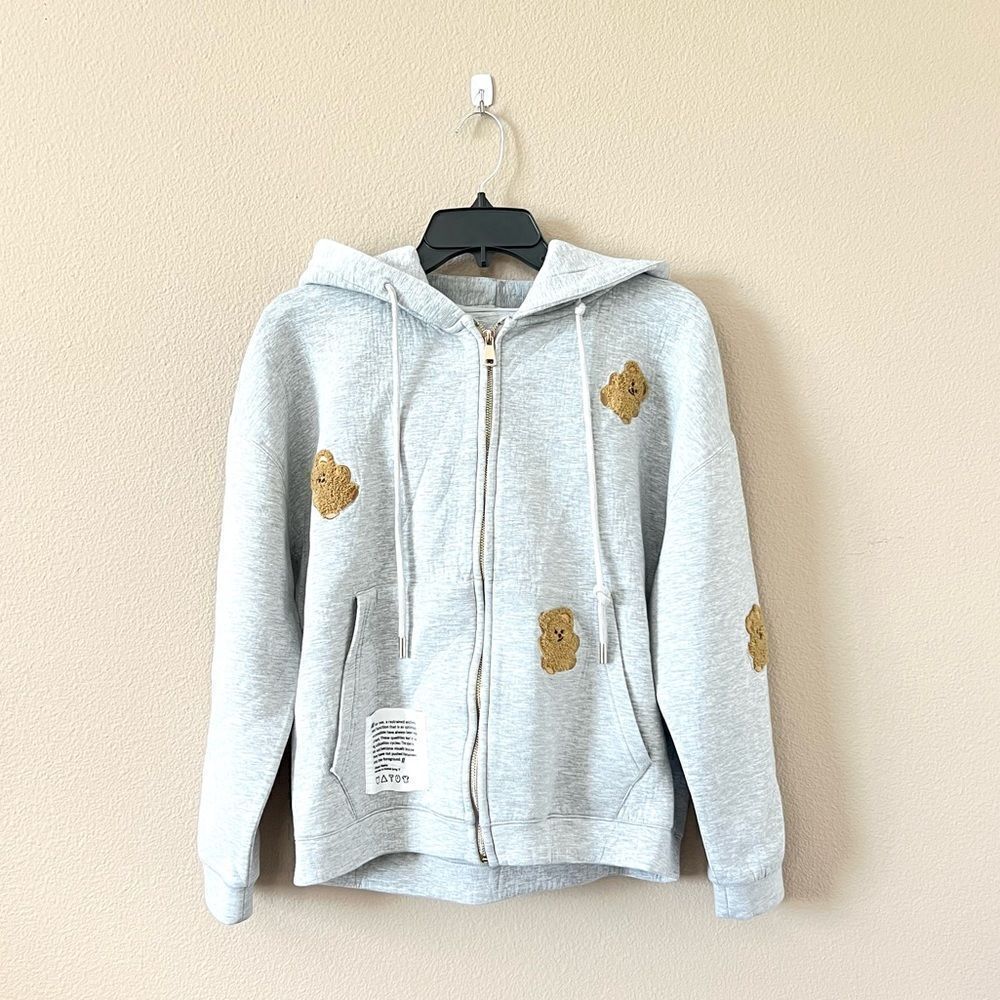 Urlazh Grey Teddy Bear Hoodie Sweatshirt